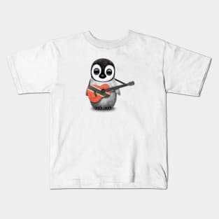 Baby Penguin Playing Trinidadian Flag Guitar Kids T-Shirt